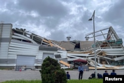 A general view of a factory belonging to LG Electronics collapsed following the impact of Typhoon Yagi, in Trang Due Industrial Zone, Hai Phong city, Vietnam, September 9, 2024. (REUTERS/Minh Nguyen)