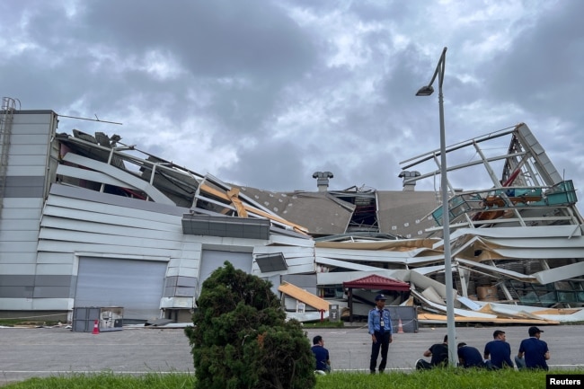 A general view of a factory belonging to LG Electronics collapsed following the impact of Typhoon Yagi, in Trang Due Industrial Zone, Hai Phong city, Vietnam, September 9, 2024. (REUTERS/Minh Nguyen)