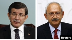 A combination of file pictures shows leaders of Turkish political parties Prime Minister Ahmet Davutoglu of AK Party, (top L), Kemal Kilicdaroglu of the main opposition Republican People's Party (CHP), Devlet Bahceli of Nationalist Movement Party (MHP), S