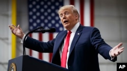 U.S. President Donald Trump speaks at a campaign rally at Atlantic Aviation in Moon Township, Pa., March 10, 2018. 