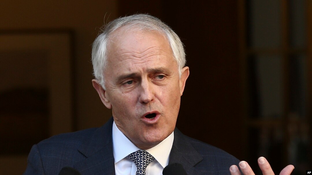Perdana Menteri Australia dalam konferensi pers di Gedung Parlemen di Canberra (20/9). (AP/Rob Griffith)