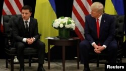 El presidente Donald Trump y el presidente de Ucrania, Volodymyr Zelenskiy, durante una reunión enj las Naciones Unidas el 25 de septiembre de 2019.
