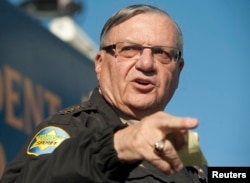 FILE - Maricopa County Sheriff Joe Arpaio speaks in Anthem, Arizona, Jan. 9, 2013.