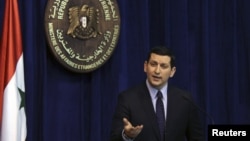 Syria's Foreign Ministry Spokesman Jihad Makdissi speaks during a news conference in Damascus July 23, 2012. 