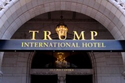 미국 수도 워싱턴의 트럼프 인터내셔널 호텔 입구. (자료사진)