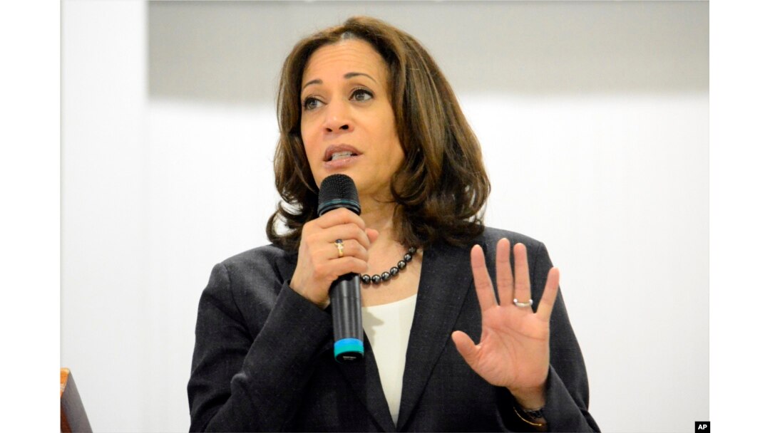 FILE - Sen. Kamala Harris, D-Calif., speaks during an event in St. George, South Carolina, March 9, 2019.