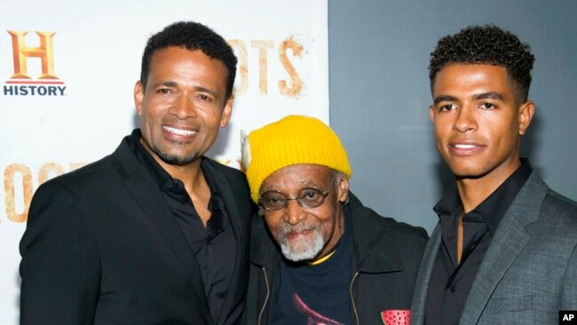 FILE - From left, Mario, Melvin and Mandela Van Peebles attend The History Channel's