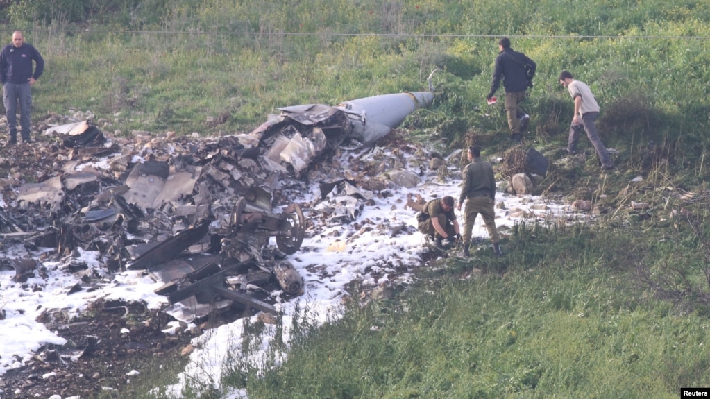 Xác chiếc máy bay chiến đấu của Israel bị bắn hạ hôm 10/2.