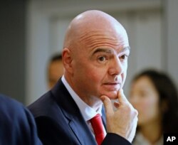 Presiden FIFA Gianni Infantino menghadiri Forum Ekonomi Dunia di Davos, Swiss, Selasa, 21 Januari 2020. (Foto: AP)