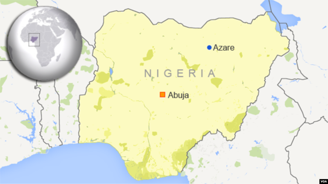 Lokasi kota Azare, di negara bagian Bauchi, Nigeria timur (foto: ilustrasi).