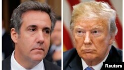 Presiden AS Donald Trump dan mantan pengacara pribadinya, Michael Cohen (kiri). 