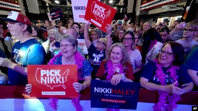 Supporters await the arrival of Republican presidential candidate former UN Ambassador Nikki Haley at a campaign event in Forth Worth, Texas, March 4, 2024.
