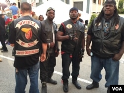Members of Wheels of Soul, a black motorcycle club, came to Charleston to pay their respects. (Jerome Socolovsky/VOA News)