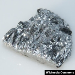 This 1-centimeter crystal of antimony weighs 2 grams.