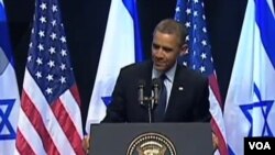 Rais Obama akizungumza na vijana wa chuo kikuu huko Israel.
