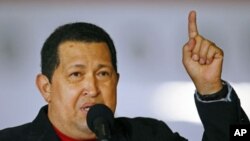 Venezuela's President Hugo Chavez speaks after arriving from Cuba at Simon Bolivar airport in Caracas, Venezuela, March 16, 2012.