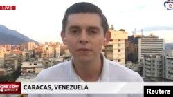 American journalist Cody Weddle speaks in Caracas, Venezuela, January 2019 in this picture grab obtained from a social media video. 
