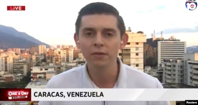American journalist Cody Weddle speaks in Caracas, Venezuela, January 2019 in this picture grab obtained from a social media video.