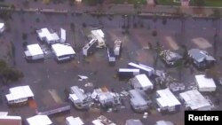 Heavy flooding and storm damage after Hurricane Ian tore through the area in Lee County, Florida