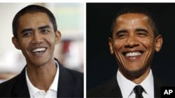 Presiden AS Barack Obama, kanan, dan pria Indonesia yang mirip dengannya, fotografer Ilham Anas. (Foto: Dok)