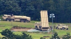 U.S. missile defense system called Terminal High Altitude Area Defense, or THAAD, is seen at a golf course in Seongju, South Korea, Wednesday, Sept. 6, 2017.