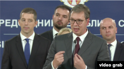 Predsednik Srbije Aleksandar Vučić tokom konferencije za štampu u Predsedništvu Srbije, u Beogradu, 4. oktobra 2019. (Foto: Video greb, sajt predsednika Republike)