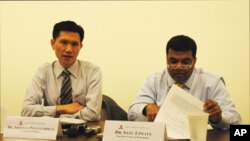 Thitinan Pongsudhirak, left, a visiting professor at the Johns Hopkins School of Advanced International Studies.