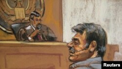 Manssor Arbabsiar is shown in this courtroom sketch during an appearance in a Manhattan courtroom in New York on October 11, 2011.