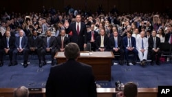 Former FBI Director James Comey is sworn in during a Senate Intelligence Committee hearing on Capitol Hill, June 8, 2017, in Washington