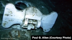 An image shot from a remotely operated vehicle shows the bottom of an anchor from the USS Indianapolis.