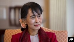 Burma's democracy leader Aung San Suu Kyi at the State Department in Washington, September 18, 2012.