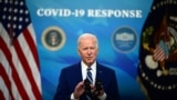  US President Joe Biden with Vice President Kamala Harrisdelivers remarks on Covid-19 response