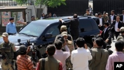 Pakistan's former President and military ruler Pervez Musharraf leaves the High Court in Islamabad, April 18, 2013.