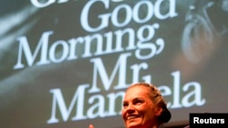 FILE: Nelson Mandela's former private assistant Zelda la Grange speaks at the launch of her book "Good Morning, Mr. Mandela" in Johannesburg, June 19, 2014.