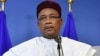 Le président du Niger Mahamadou Issoufou s'exprime lors d'une conférence à Bruxelles, le 23 février 2018. 