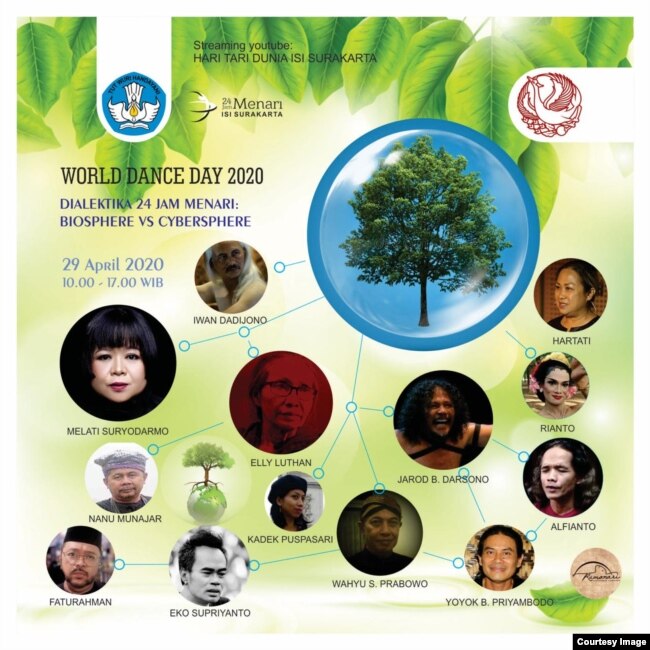 Poster diskusi daring para seniman tari merayakan Hari Tari Dunia 2020. (courtesy: Panitia ISI)