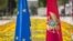 Montenegro, Podgorica, flags of Montenegro and EU (Foto: Twitter@JosepBorrellF)