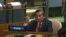 This screengrab of handout video made available on the U.N. YouTube channel shows Myanmar's ambassador Kyaw Moe Tun making a three-finger salute as he addresses the General Assembly on Feb. 26, 2021 in New York.