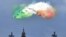 The Italian Air Force aerobatic unit Frecce Tricolori (Tricolor Arrows) spreads smoke with the colors of the Italian flag over the city of Rome as part of the Republic Day ceremony.
