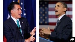 Republican presidential candidate, Gov. Mitt Romney, left, and President Barack Obama (Democrat), right 