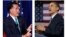Republican presidential candidate, Gov. Mitt Romney, left, and President Barack Obama (Democrat), right