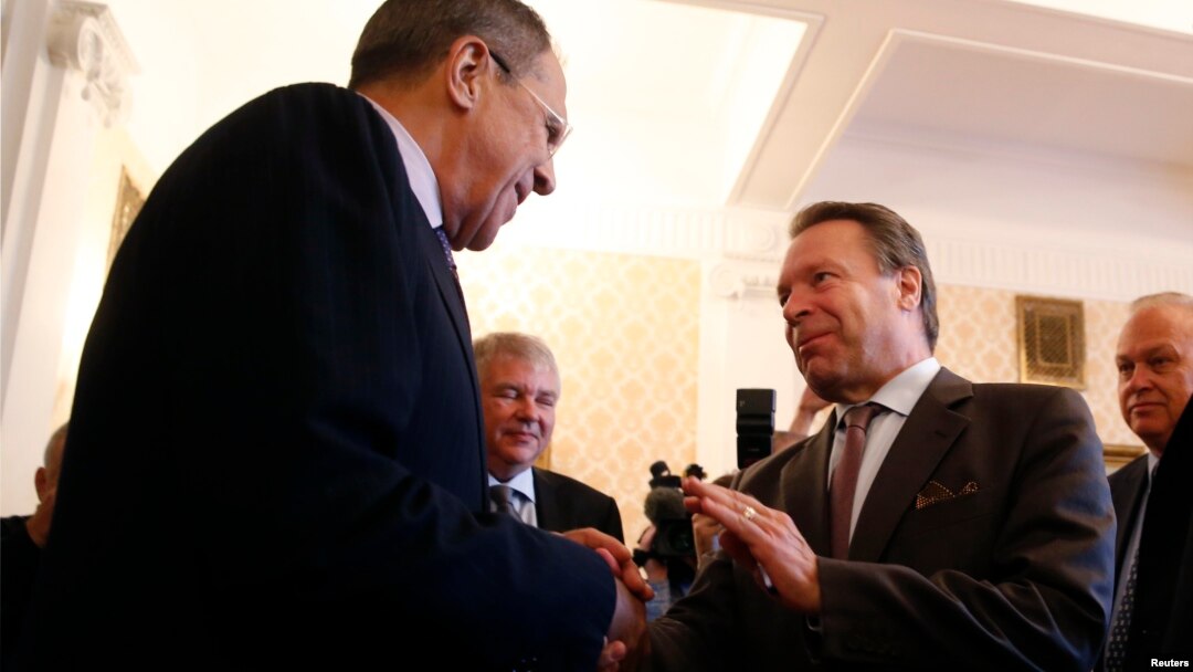 Глава МИД РФ Сергей Лавров и президент Парламентской ассамблеи ОБСЕ Иллка Канерва. Москва, Россия. 4 сентября 2014 г.
