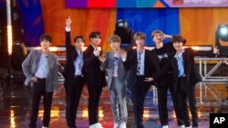 South Korean boy band BTS perform on ABC's "Good Morning America" in Central Park, New York, May 15, 2019.