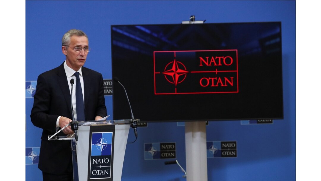 NATO Secretary General Jens Stoltenberg holds a news conference during a NATO Foreign Ministers' meeting at the Alliance's headquarters in Brussels, Belgium, March 23, 2021.