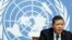 FILE - U.N. Special Rapporteur Marzuki Darusman addrrsses a news conference on the situation of human rights in North Korea in Geneva, March 16, 2015. 