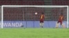 FILE - Ghana's soccer players watch the a goal scored Mali's Gabriel Leveh, unseen, during their FIFA U-17 World Cup quarterfinal match in Gauhati, India, Saturday, Oct. 21, 2017. 