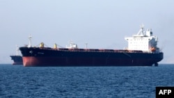 An oil tanker is pictured off the Iranian port city of Bandar Abbas, which is the main base of the Islamic republic's navy and has a strategic position on the Strait of Hormuzon, April 30, 2019.