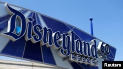 FILE - The Disneyland logo is shown near the entrance to Disneyland in Anaheim, California April 13, 2016. (REUTERS/Mike Blake/File Photo)