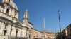 An empty Piazza Navona in Rome. (Photo: Sabina Castelfranco /VOA)