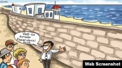 Xəzərin sahili hasarlanıb (Karikatura rəssam Gündüz İsmayılovundur)